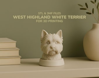 Westie Dog Bust STL & 3MF – Pet Memorial Decor