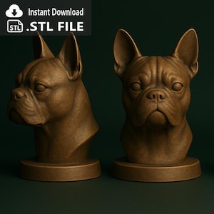Boston Terrier Bust STL File – 3D Printable Dog Statue, Pet Memorial Decor, Dog Lover Gift (Digital Download)