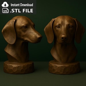 Dachshund Bust Statue - Dog STL File – 3D Printable Dog Statue, Pet Memorial Decor, Dog Lover Gift (Digital Download)