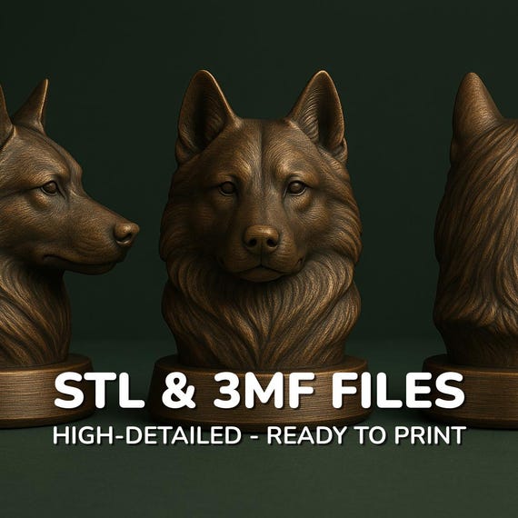 Husky Bust STL – 3D Printable Dog Memorial (STL + 3MF Included)