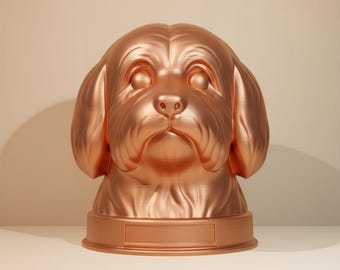 Coton de Tulear Happy Dog Bust with Name STL 3MF - 3D Printable Coton de Tulear Gift