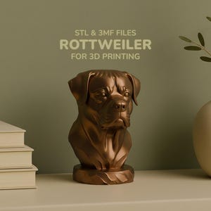 Busto 3D de Rottweiler, archivos STL y 3MF, estatua conmemorativa imprimible para perro