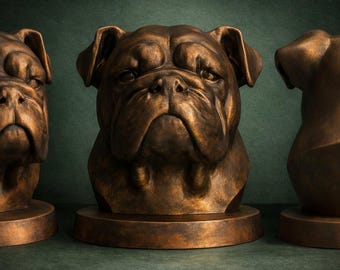 English Bulldog Dog Bust – STL & 3MF File – Digital Download – 3D Printable Pet Memorial Model