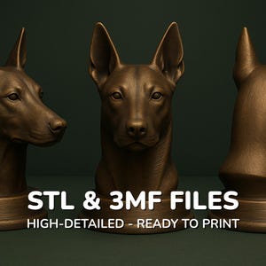 Belgian Malinois - Dog Bust - STL File - 3MF File - 3D Printable Dog Model - Digital Dog Statue Download