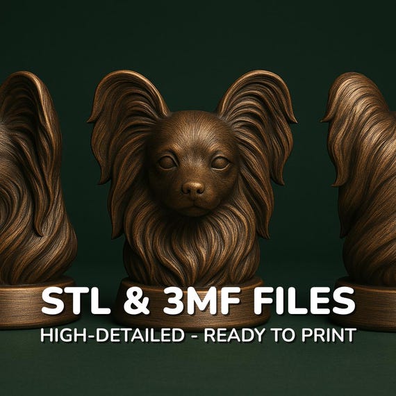 パピヨン犬の胸像 - 3Dプリント可能な彫像（STL/3MFファイル） - Etsy 日本
