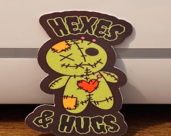 Green Voodoo Doll Sticker, Gothic Kawaii Spooky Vinyl Decal