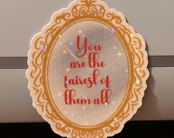 Fairest of All Mirror Sticker: Sparkly Self-Love Vinyl Decal