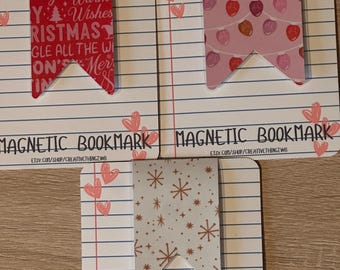 Holiday Magnetic Bookmarks Christmas Book Lover Gift Cute Stocking Stuffer Cozy Reading Accessories