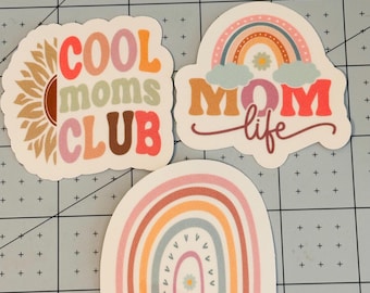 Boho Mom Stickers, Retro Rainbow Vinyl Decals, Mother's Day Gift