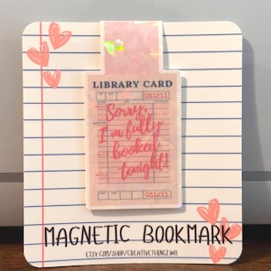 Sparkly Pink Library Card Magnetic Bookmark: Bookworm Gift