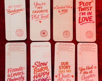 Romance Trope Library Card Bookmarks | Glossy or Holographic (Bundle Option)