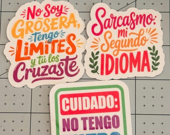 Sassy Spanglish Sticker Collection| Glossy Latina Vinyl Decals for Laptop & Water Bottles