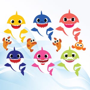 Cute Sharks SVG Design, Cartoon Sea Animals SVG, Ocean Theme Kids SVG, Digital Download