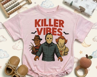 Killer Vibes Baby Sweatshirt, Halloween Toddler Pullover, Spooky Baby Outfit, Funny Horror Movie Baby Clothes, Creepy Cute Fall Baby Gift
