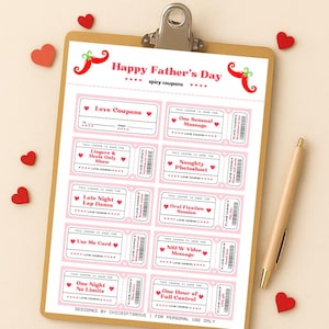 Spicy Vatertagsliebe Gutscheine | Druckbare Geschenk für Erwachsene | Sexy Gutscheine für Mann oder Freund | Romantisches Vatertagsgeschenk Sexy