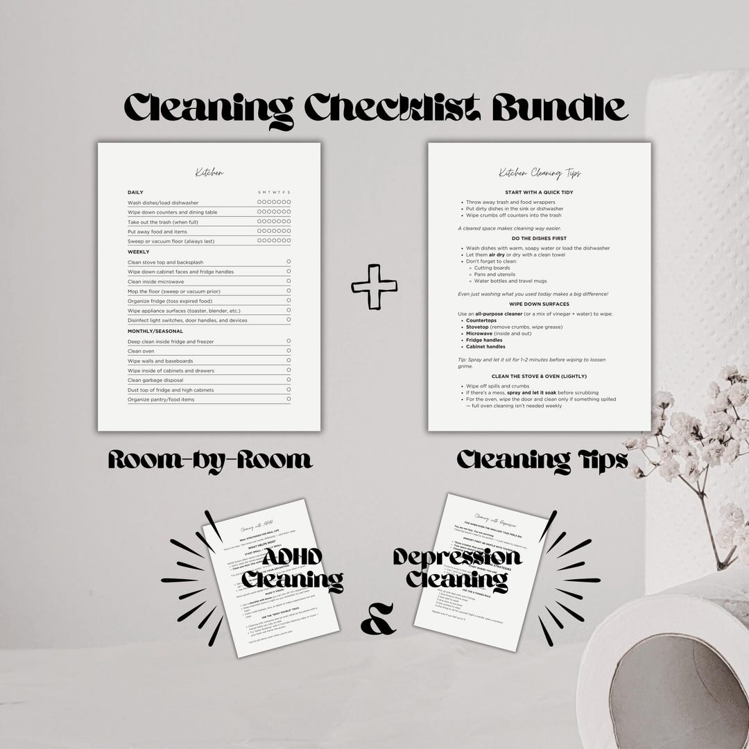Editable Cleaning Checklist Bundle Printable Home Guide for Beginners ...