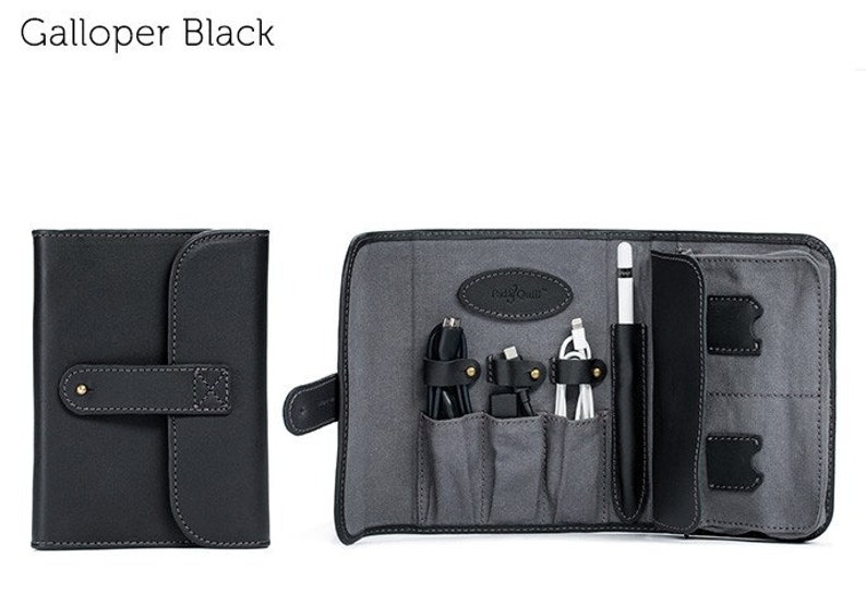 The Tech Folio Cord Organizer Leather Tech Carrying Case Pad Etsy