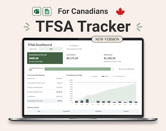 TFSA Tracker Spreadsheet Canadian Excel Google Sheets Budget Template