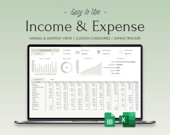 Rastreador de ingresos y gastos, Hojas de cálculo de Excel, Planificador de presupuesto de Google, Plantilla de hoja de cálculo