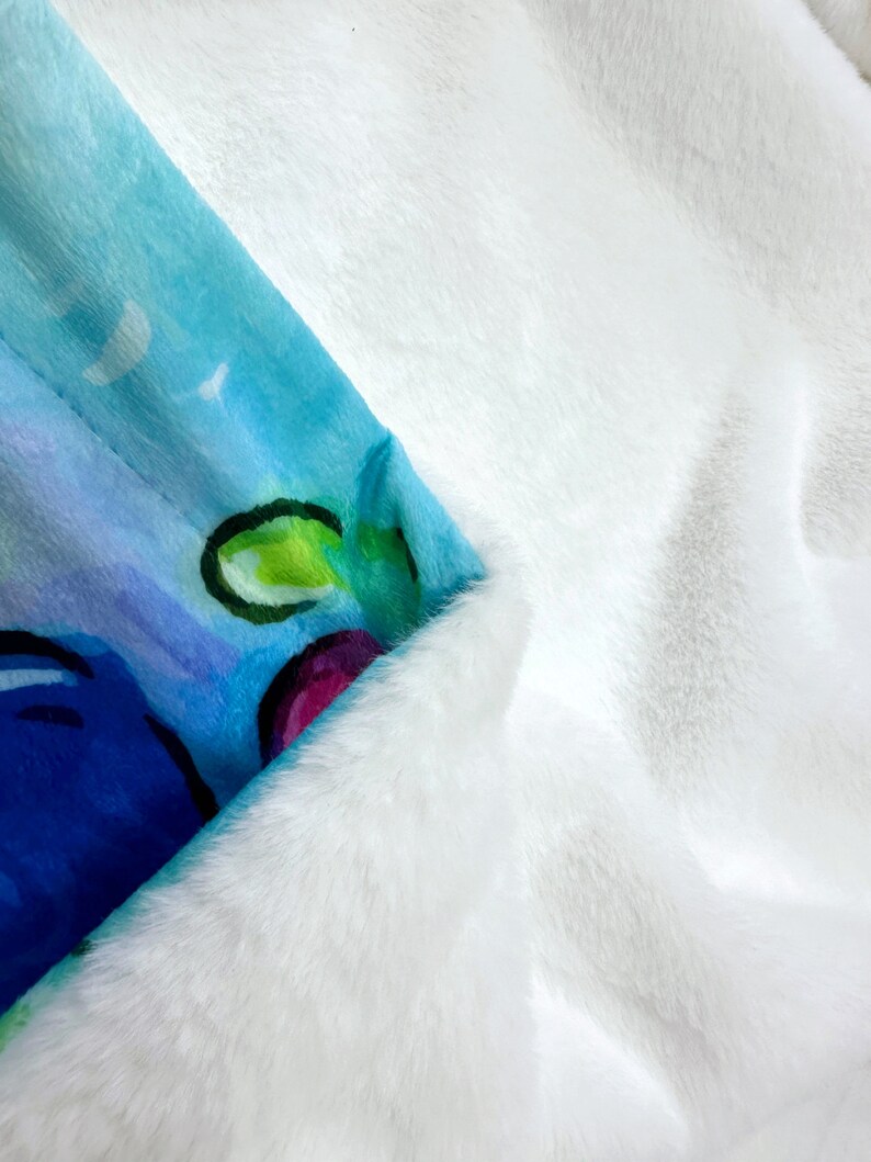 Throw Blanket, Soft faux fur & minky Little Spirits limited edition image 2