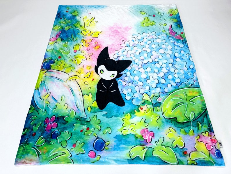Throw Blanket, Soft faux fur & minky Little Spirits limited edition image 1