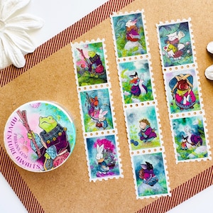 Fita washi Adventure Awaits - estilo carimbo, animais ilustrados