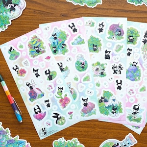 Little Spirits - 5 Sheet designs - waterproof vinyl Sticker sheet, fantasy nature