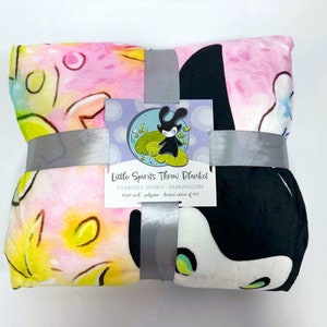 Throw Blanket, Soft faux fur & minky Little Spirits limited edition image 3