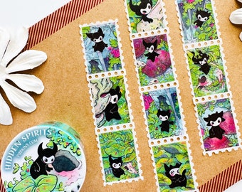 Hidden Spirits washi tape - stamp style, illustrated fantasy
