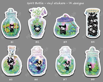 Spirit Bottle - 14 designs - large vinyl sticker, waterproof, creature terrarium pet apothecary jar