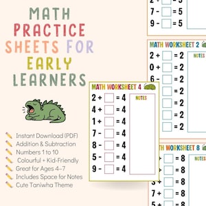 Cute Math Practice Sheets for Early Learners