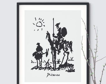 Picasso Quixote, Cross Stitch Pattern, Modern Cross Stitch Pattern, Art Cross Stitch Chart, PDF, Contemporary X-Stitch, Instant Download