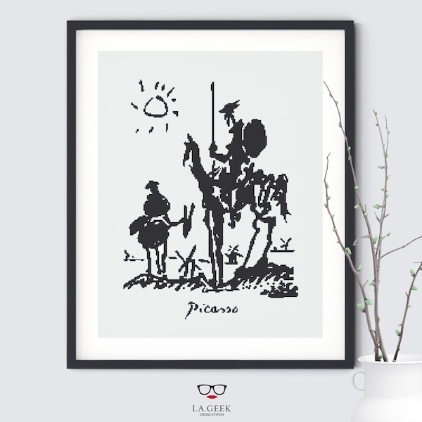 Picasso Quixote, Cross Stitch Pattern, Modern Cross Stitch Pattern, Art Cross Stitch Chart, PDF, Contemporary X-Stitch, Instant Download