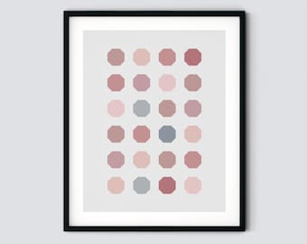 Pink Circles, Geometric Art, Minimal Art, Cross Stitch Pattern, Modern Cross Stitch Pattern, Contemporary X-Stitch, Instant Download