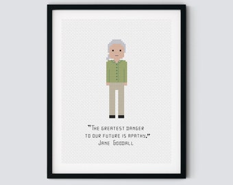 Jane Goodall - Iconic Women - Cross Stitch Pattern - Instant Download