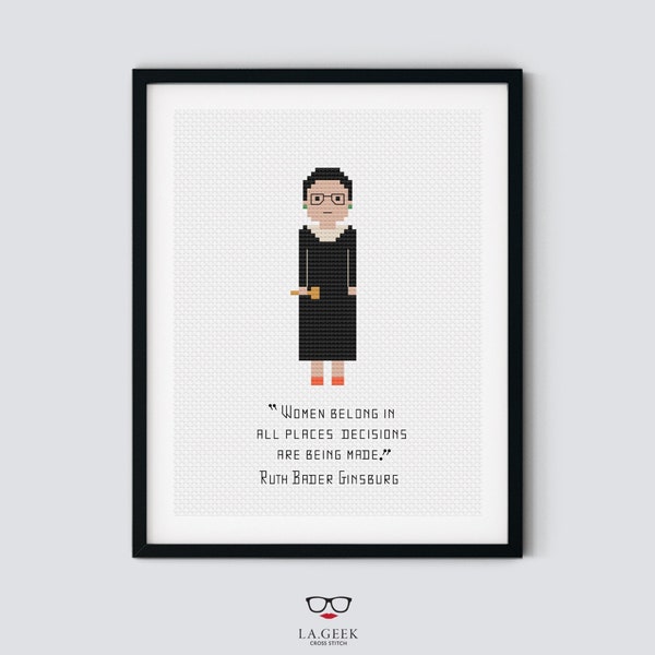 Ruth Bader Ginsburg - Iconic Women - Cross Stitch Pattern - Instant Download