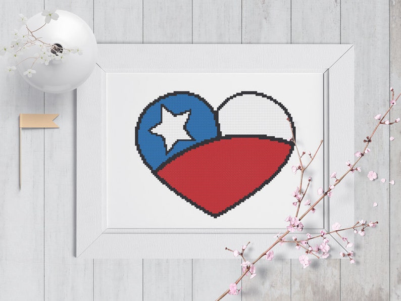 Chilean Heart Corazon Chileno Cross Stitch Pattern image 2