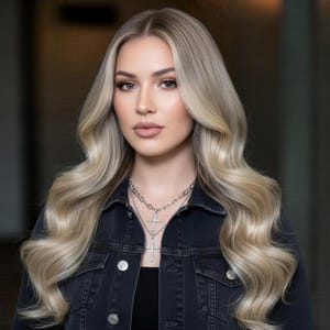 Peluca de cabello humano rubio ceniza: cabello Remy ondulado, encaje HD de 13x6