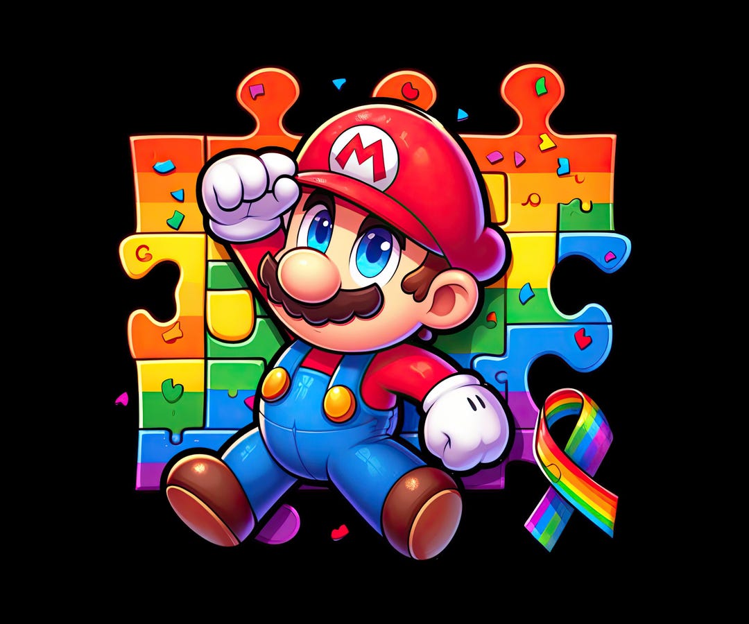 Mario Jump Autism Pride (left Facing) - Etsy