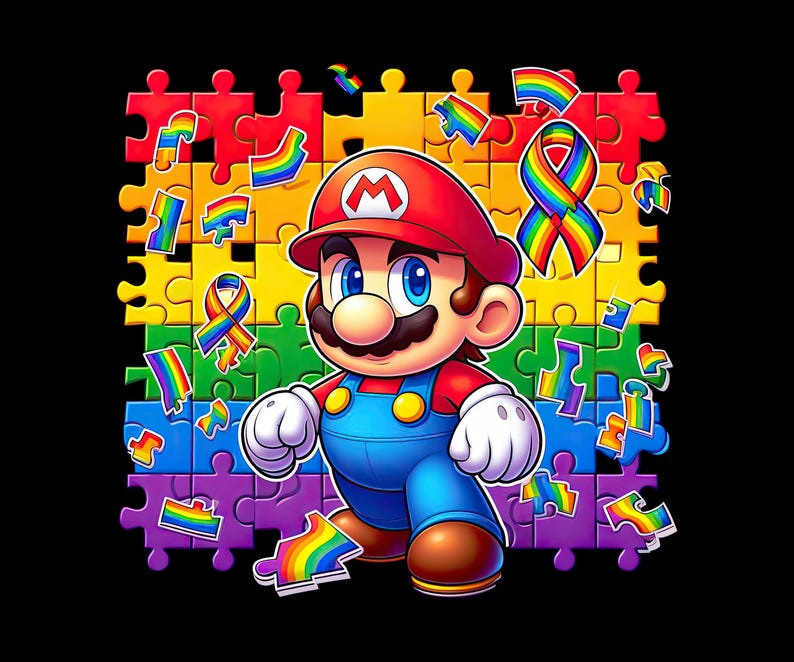 Mario Puzzle Autism Pride - Etsy