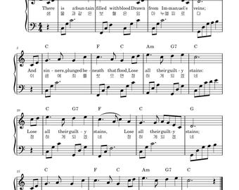 Hay una fuente llena de sangre – Partitura cristiana para piano