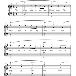 Les deseamos una Feliz Navidad – Partitura fácil para piano