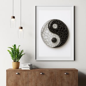 Textured Yin Yang Symbol Print – Zen Wall Art | Digital Download