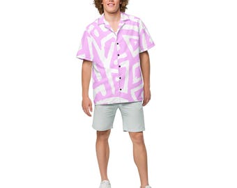 Rosa Unisex Abstrakte Button Up Sommer Shirt