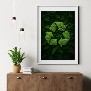 Green Recycling Symbol – Digital Download | Eco-Friendly Nature Art for Sustainability Decor