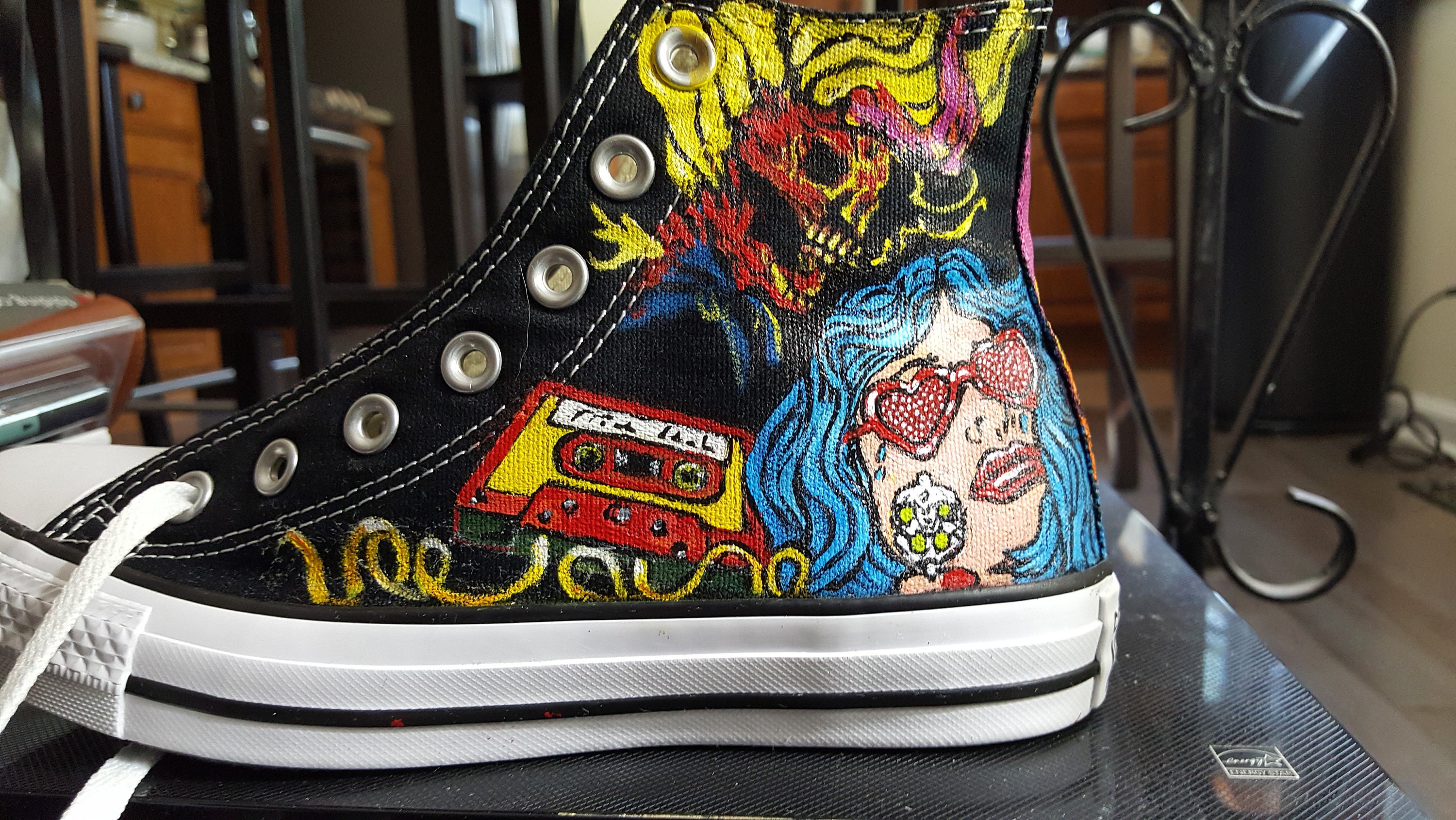Converse Shoes Hand Painted 1990's Rock 