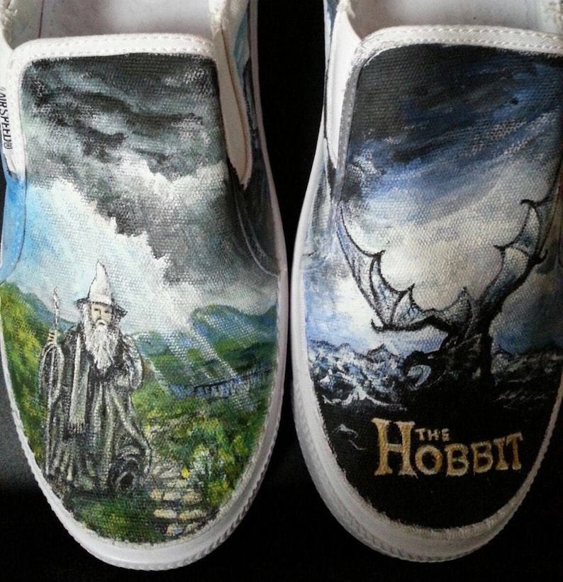 THE HOBBIT Handpainted Shoes Gandalf Smeagol TOLKEIN Vans