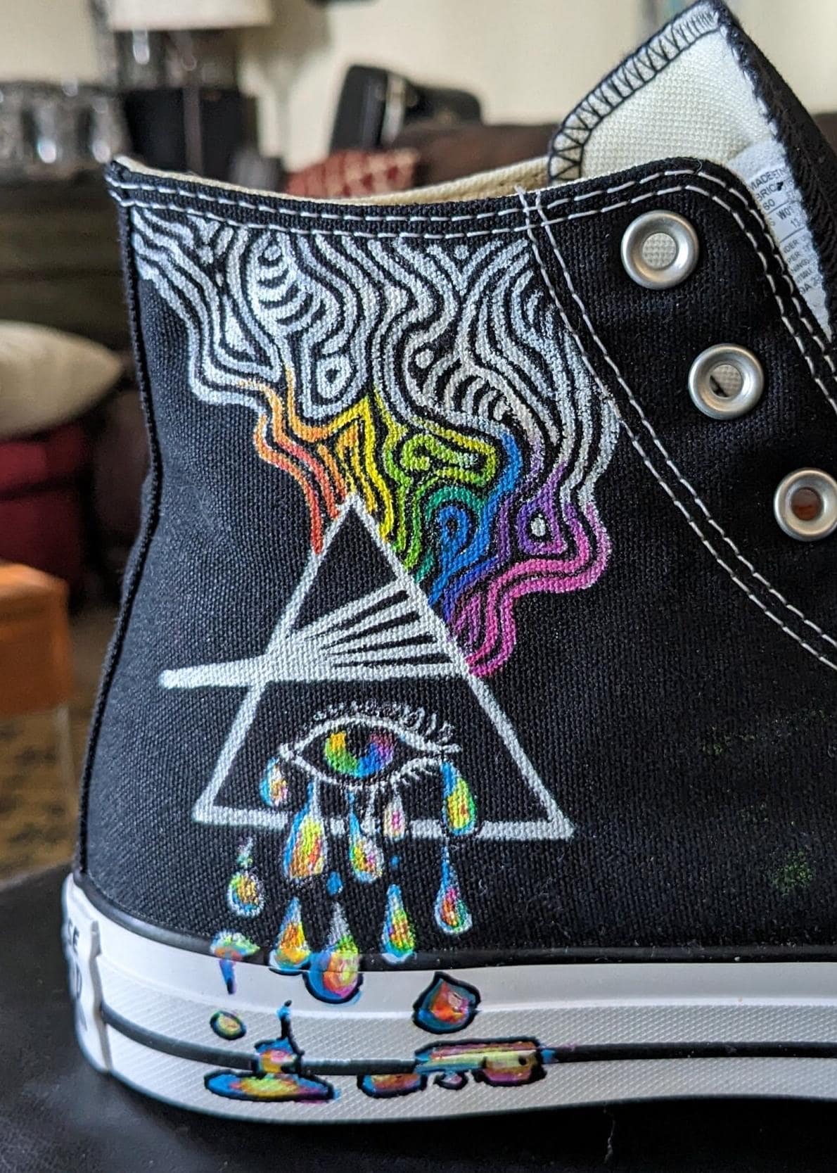 Pink Floyd the Wall Sneakers Shoes Converse, Fluorescent Pink Floyd the Wall Sneakers Shoes Converse, Fluorescent