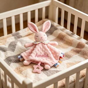 Custom Name Minky Dot Baby Lovey, Sensory Security Blanket, Baby Shower Gifts