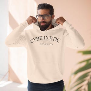 Chic Cybernetic University Fleece Hoodie, Trendy Sweatshirt, Gift for Students, Cozy Hoodie for Relaxation